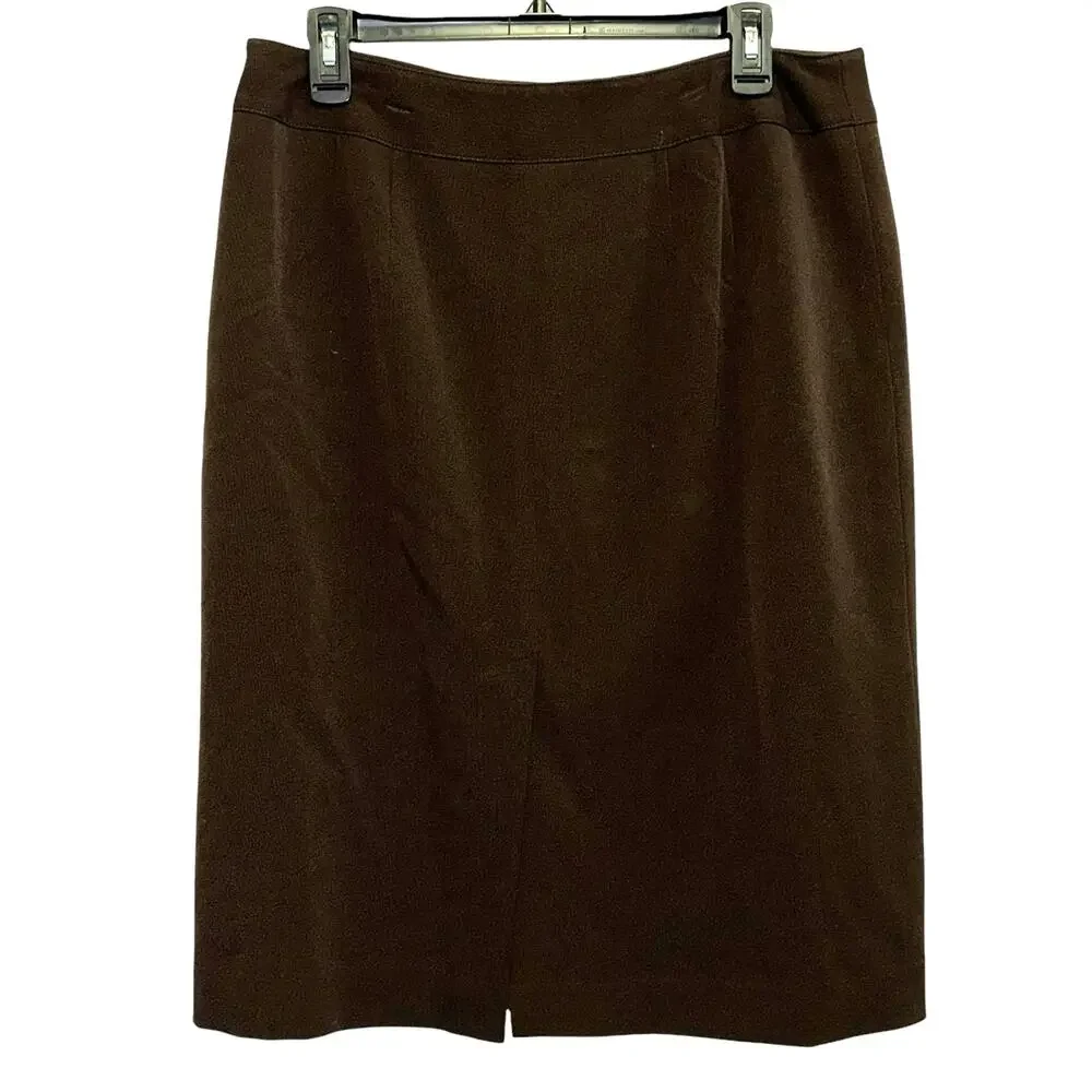 Apt 9‎ Brown Pencil Skirt Size 12 Lined Career Office Classic Back Slit